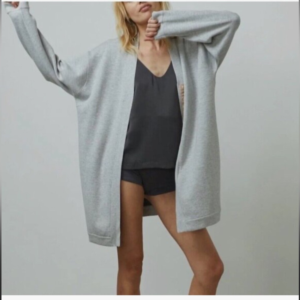 Lunya Light Gray Cozy Cotton Silk Cardigan